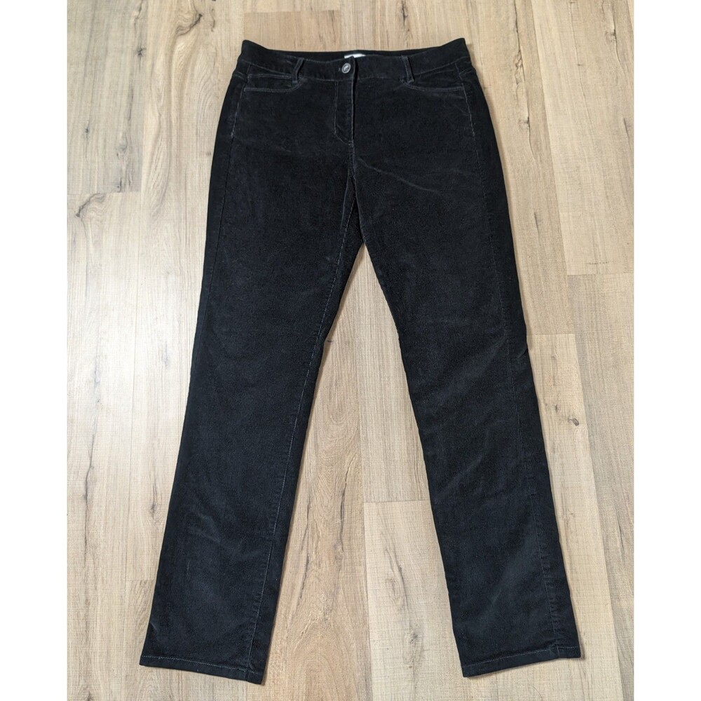 J Jill Corduroy Size 8 Pants Black Fine Whale Stretch Straight Leg Casual